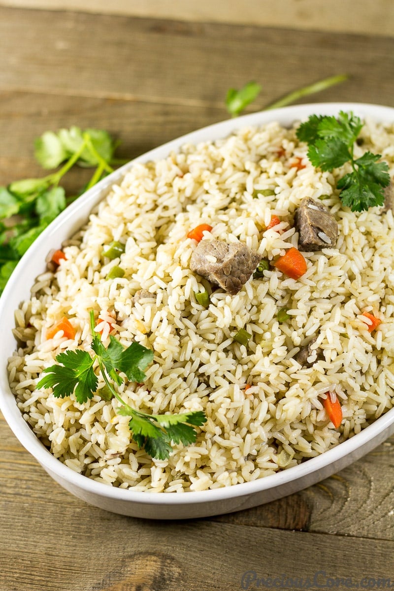 Bowl of Cameroonian Coconut Rice.