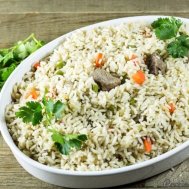 Cameroonian coconut rice. African coconut rice recipe on Precious Core.