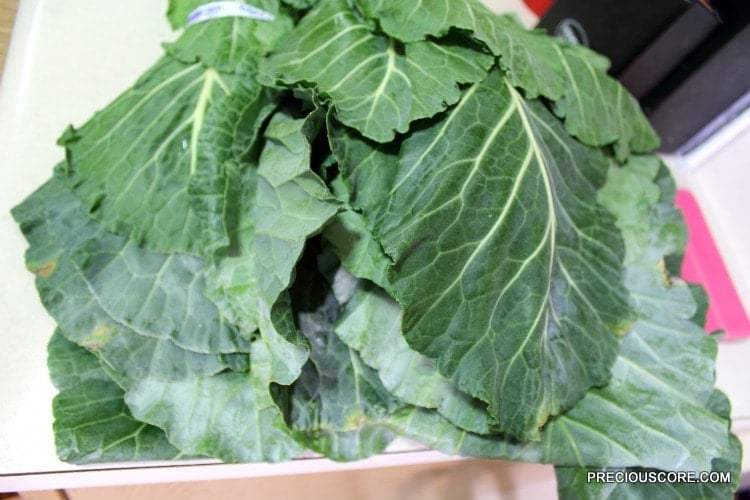 Fresh collard greens for Ekwang.