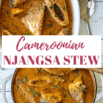 Collage of 2 images of njangsa stew.