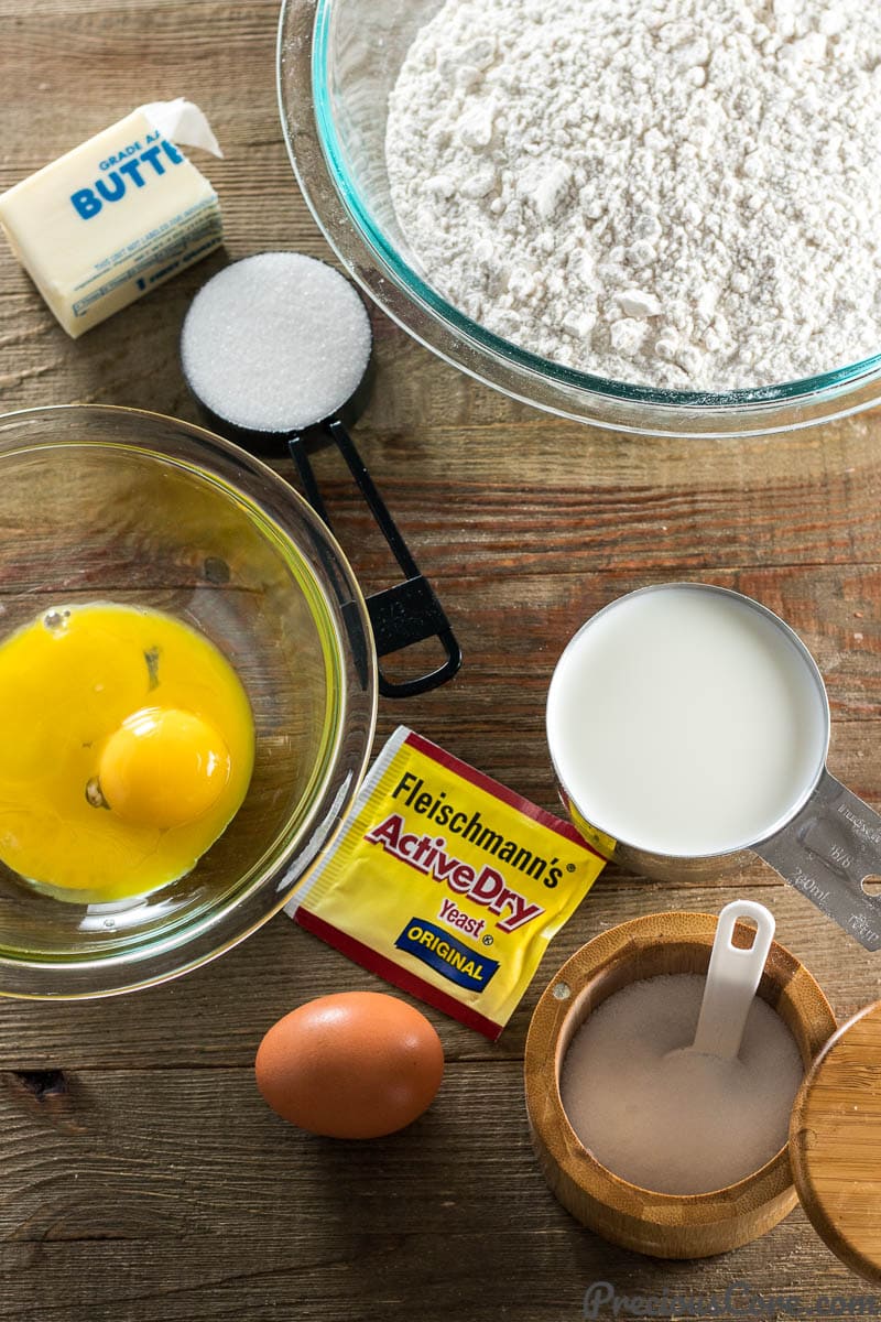 Ingredients for Sweet Dinner Rolls