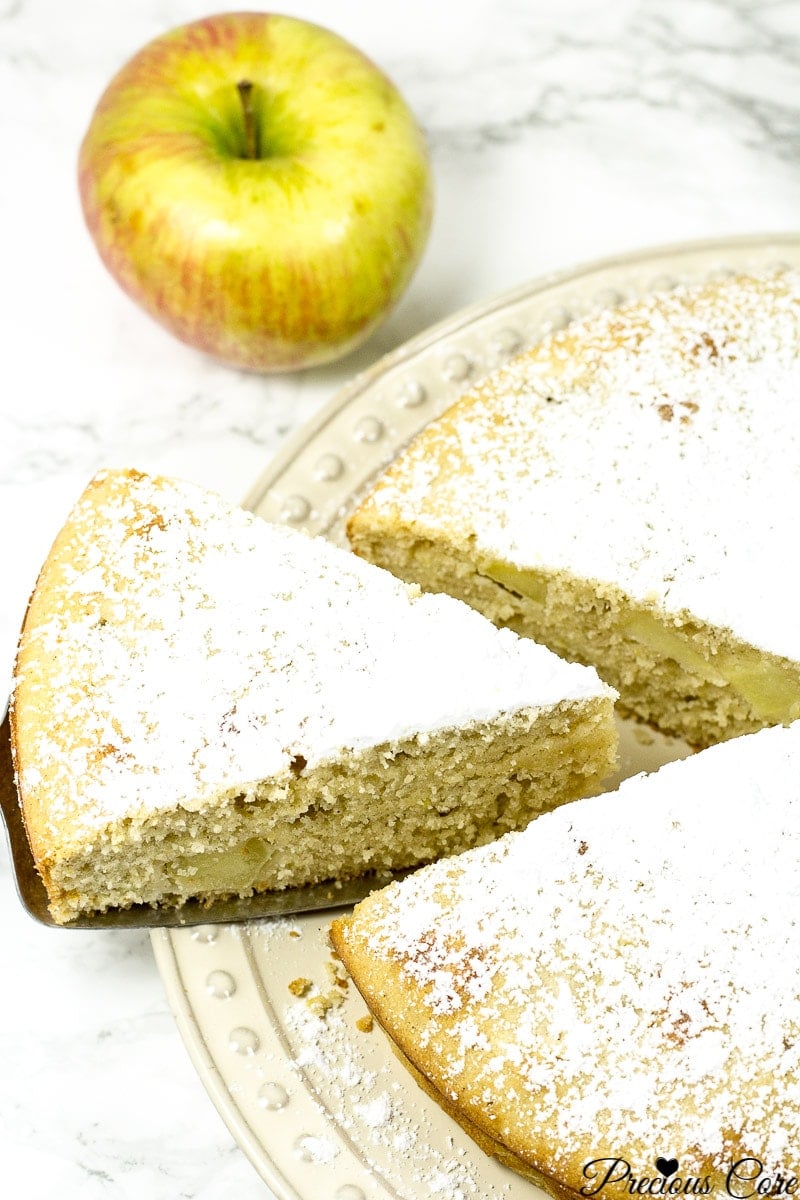 The best apple cake recipe made with fresh apples. The cake is moist with delicious chunks of apple, filled with great flavor and so tasty. This fresh apple cake recipe is perfect for fall or really any time of the year.