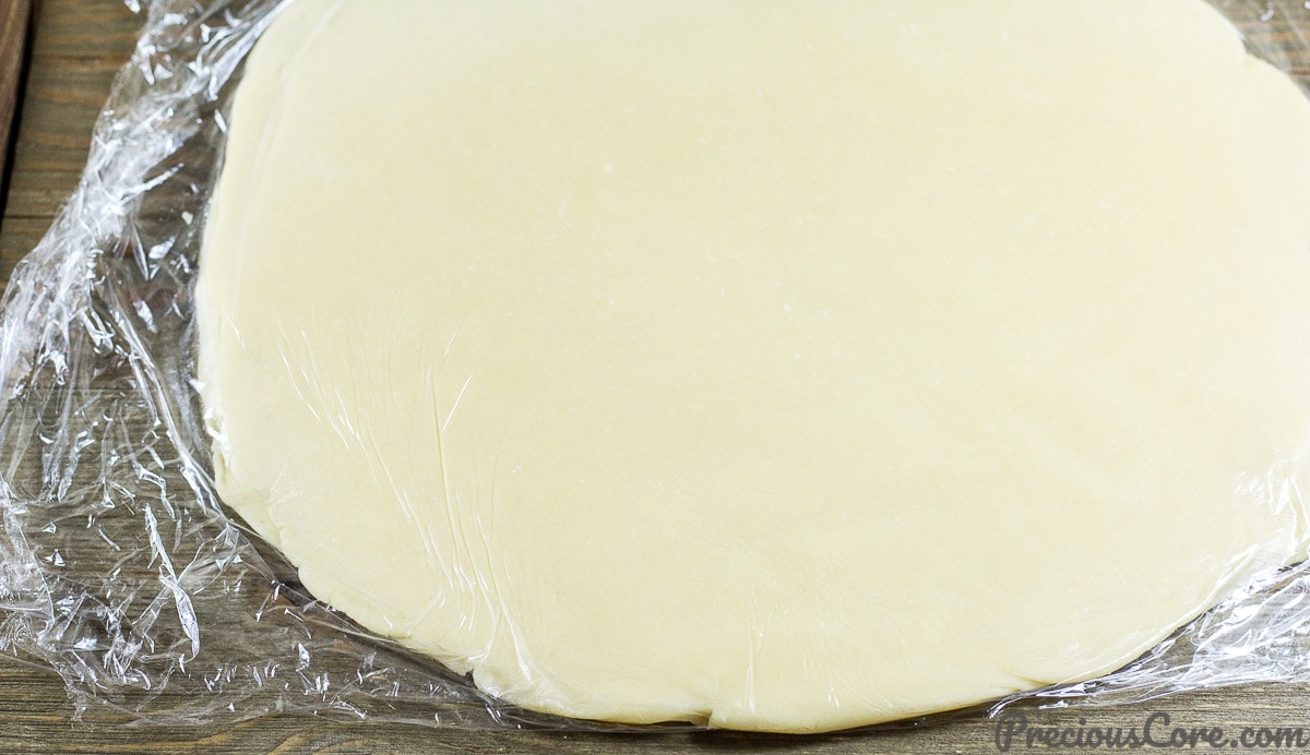 Rolled out dough for shortbread cookies.