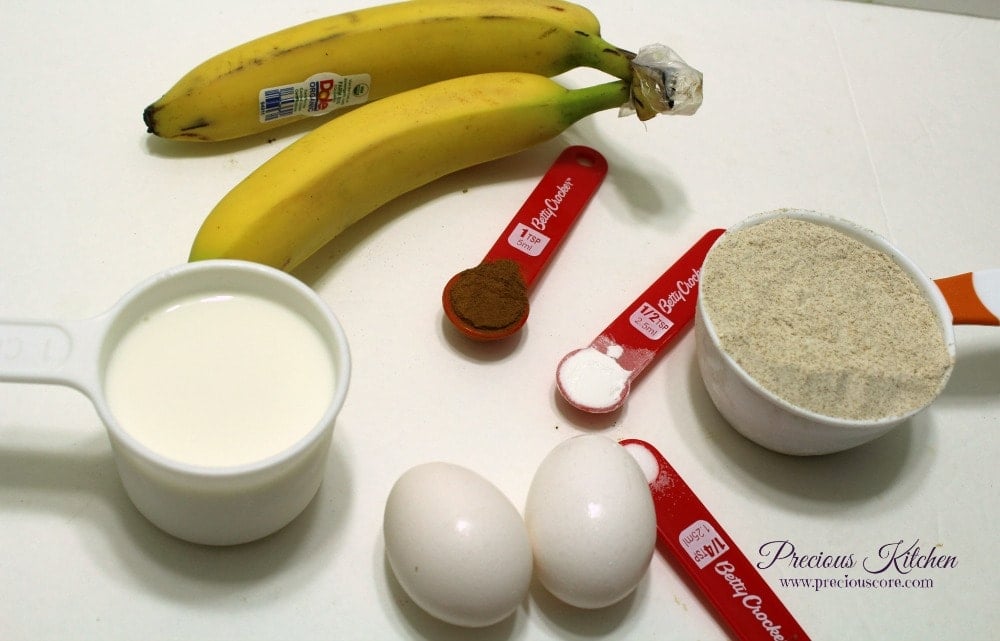 ingredients for whole wheat banana pancakes