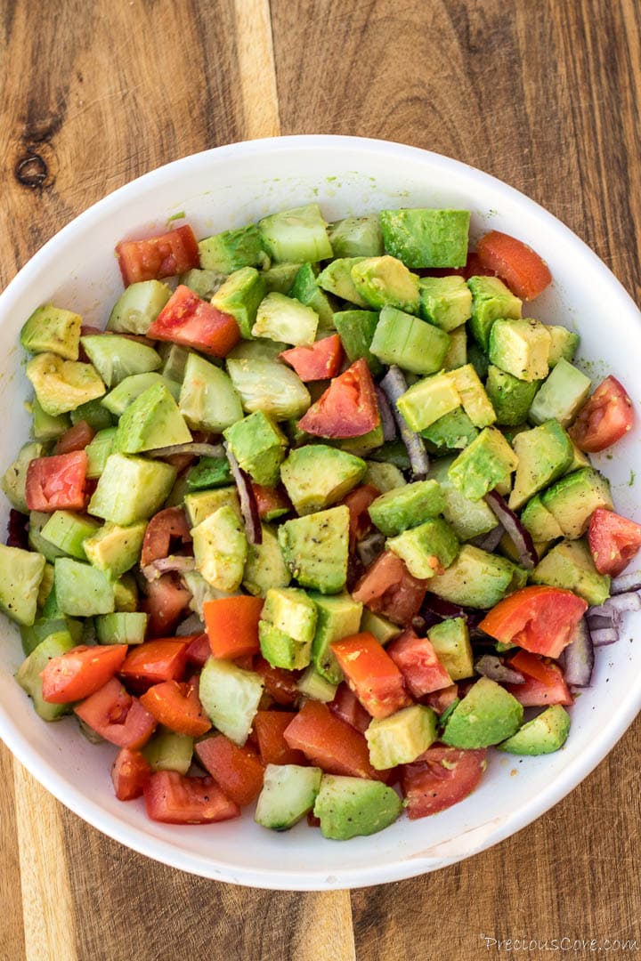 avocado salad in a salad bowl