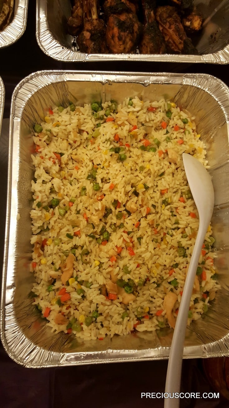 Large pan of coconut fried rice.