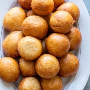 Puff Puff on a white tray.