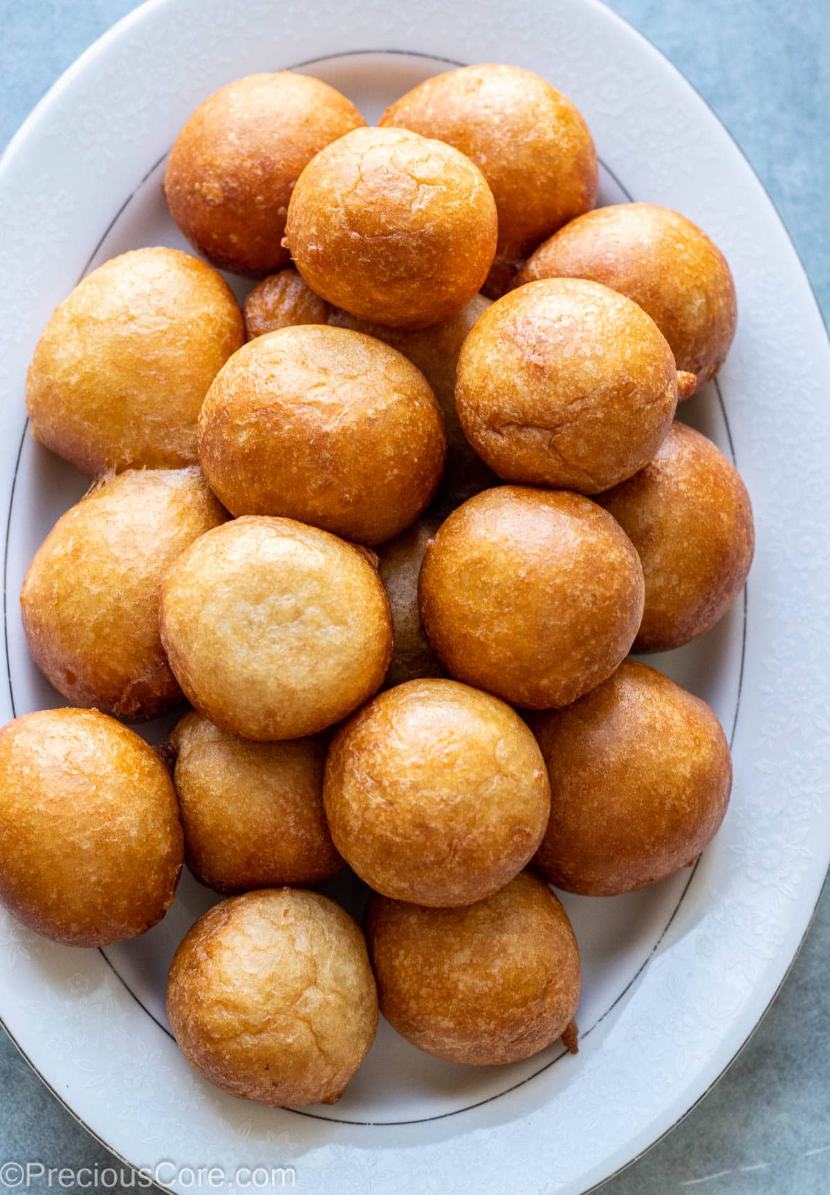 Puff Puff on a white tray.