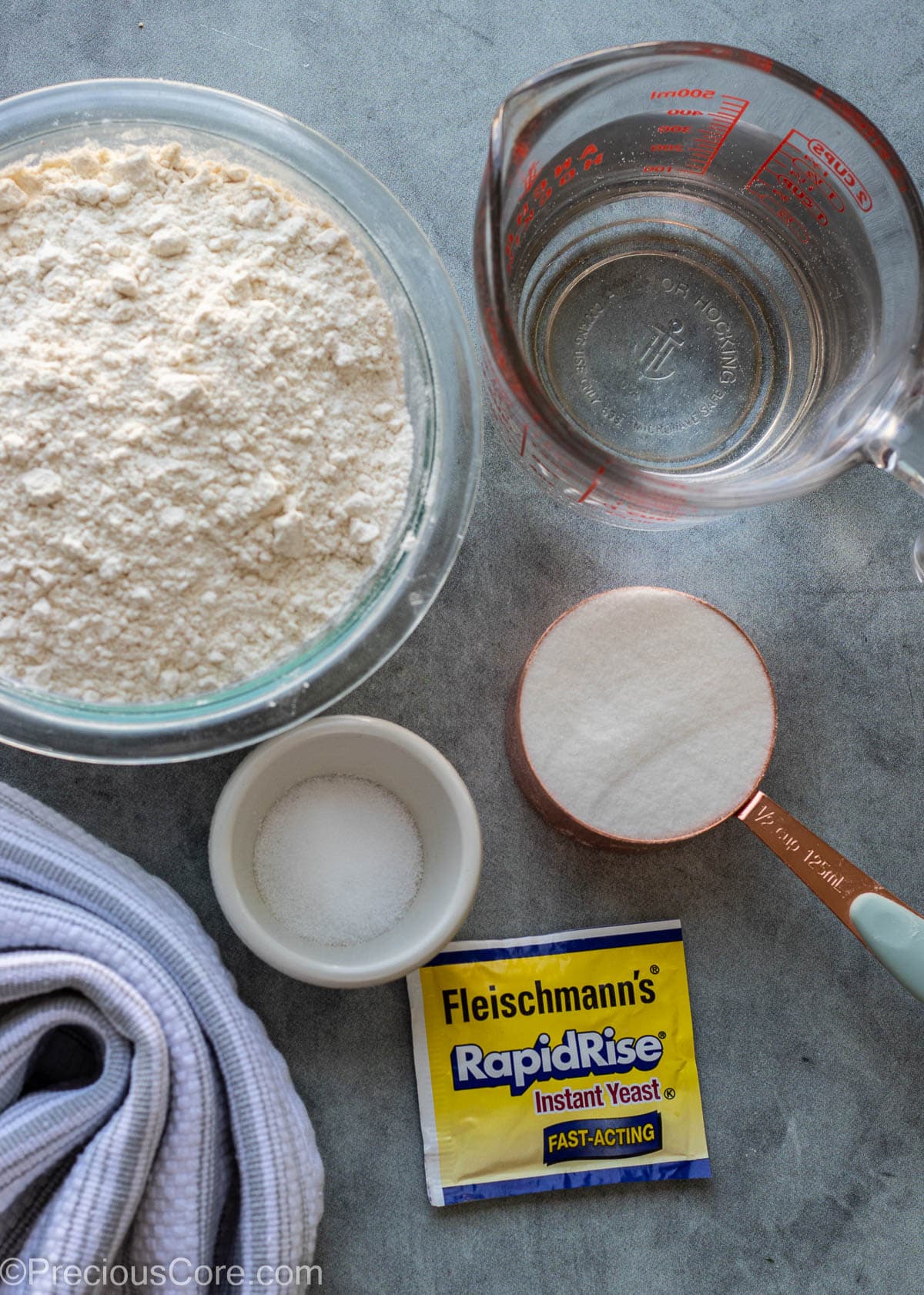 Ingredients for Puff Puff on a board