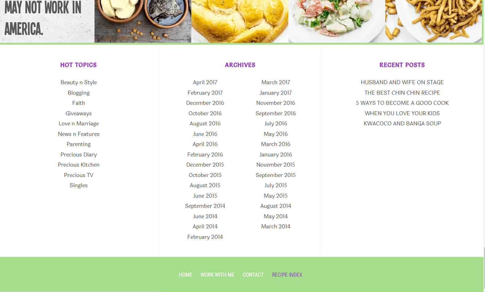 bottom menu recipe index