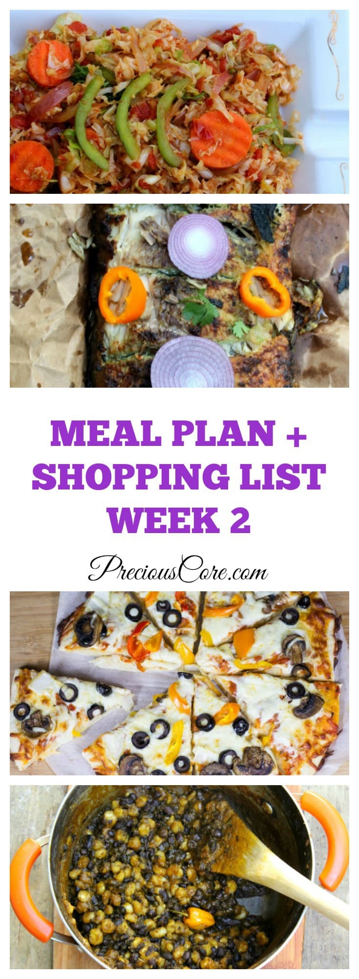 Meal Plan + Shopping List Week 2 - Precious Core