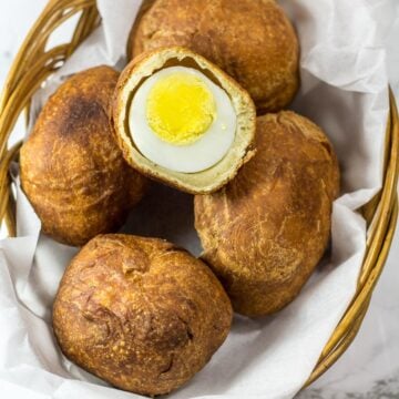 Basket of African egg rolls.