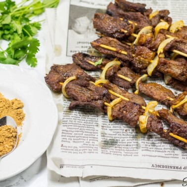 homemade beef suya, cameroonian soya, African kebabs
