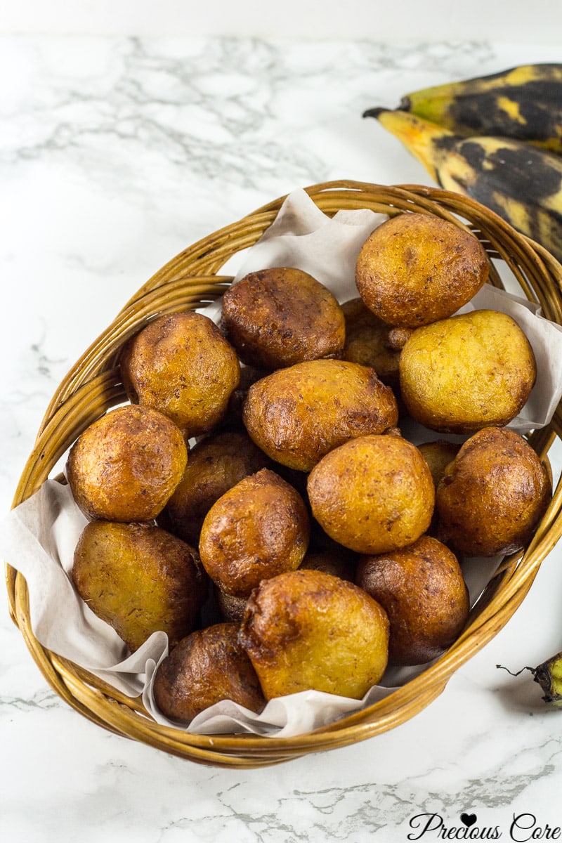 Basket of plantain puff puff.