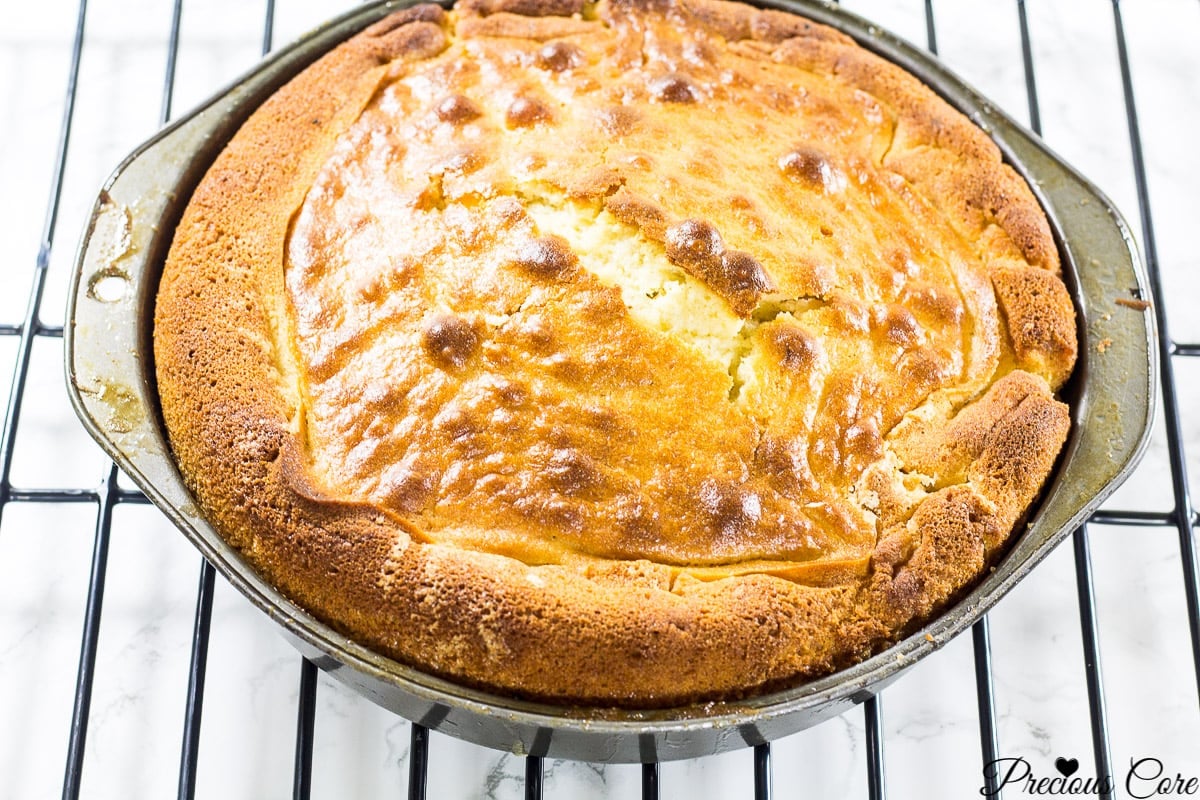 mango upside down cake baked