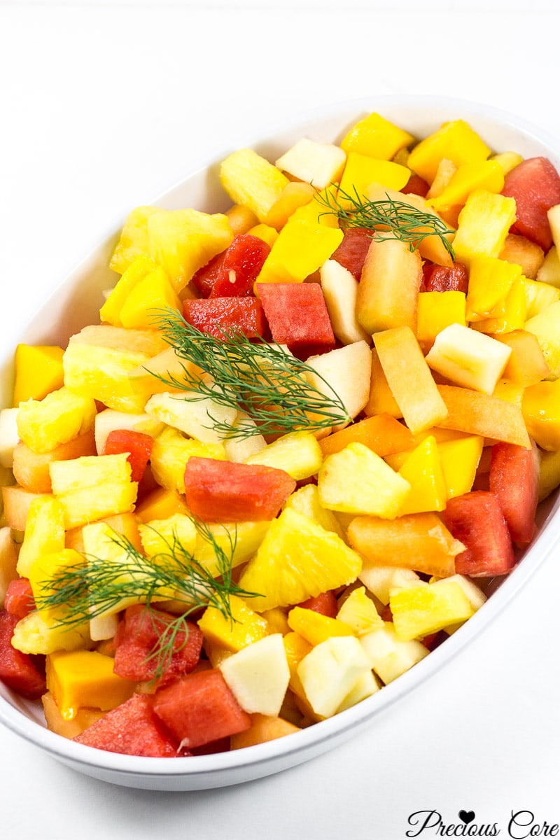 Cameroonian fruit salad in a serving bowl.