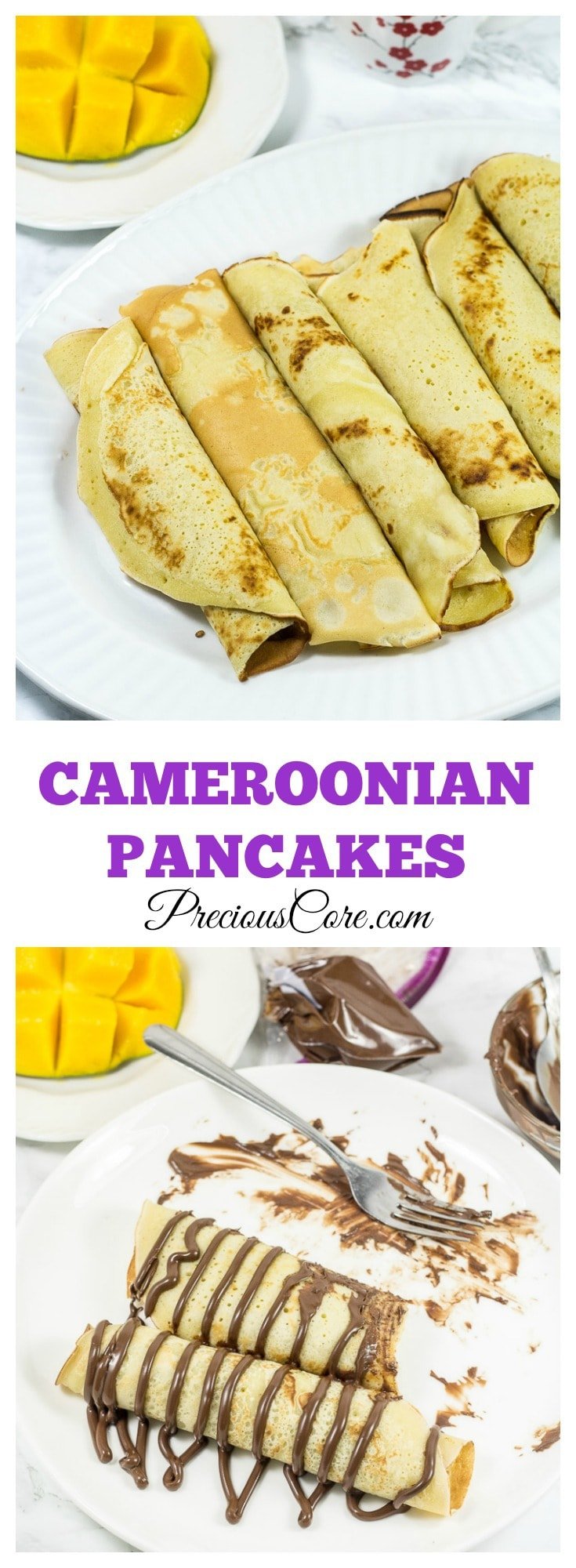 Collage with text \"Cameroonian Pancakes.\"