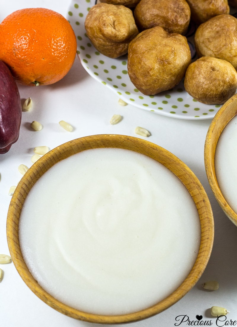 How to make pap from scratch! Pap is a corn porridge typically eaten in Cameroon and Nigeria. Instead of using whole corn as is traditionally used, I used corn flour in this recipe and the results are epic. It is authentic, slightly tangy and so comforting. I love having this for breakfast or a quick dinner.