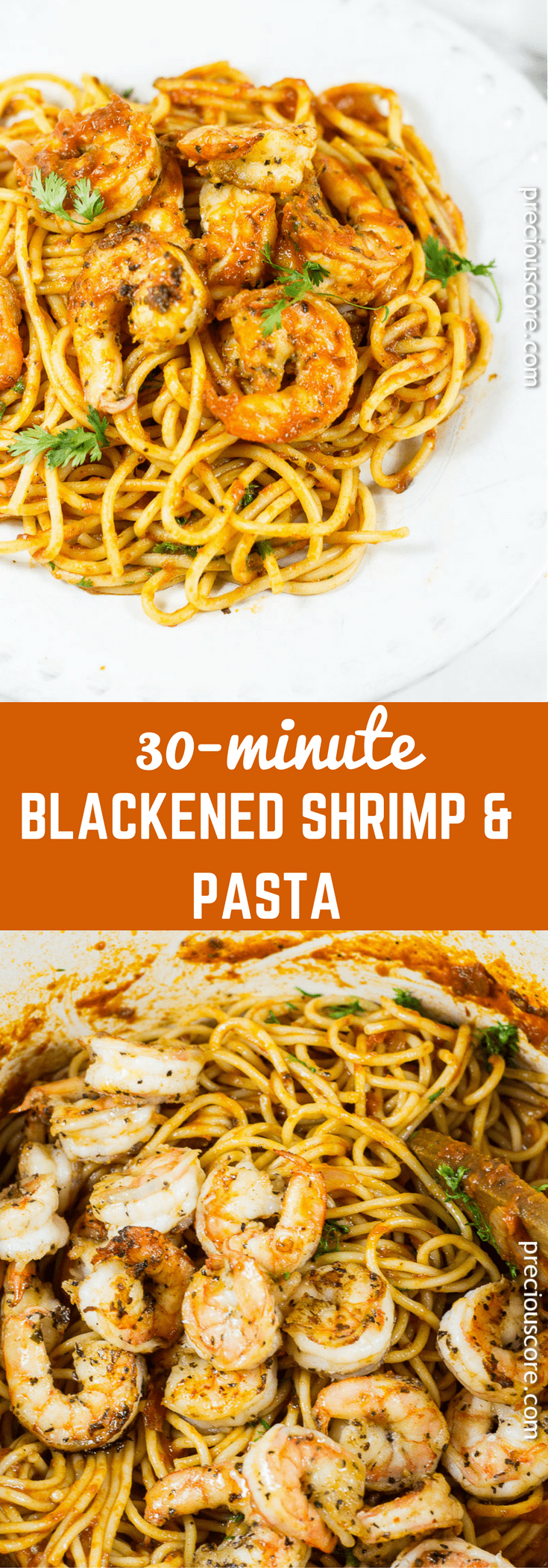 Blackened shrimp pasta - a flavorful pasta dinner made in 30 minutes. 