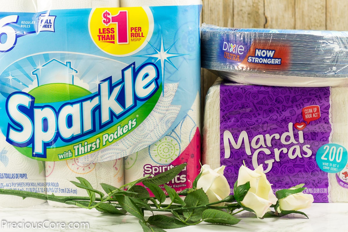 Sparkle paper towel, Mardi Gras Napkin and Dixie Plates