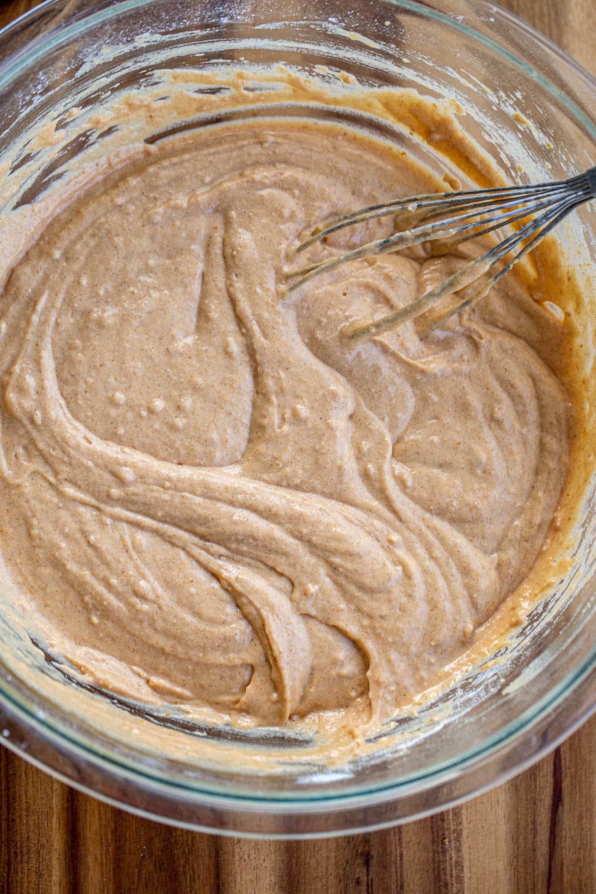 Pancake batter in a bowl.