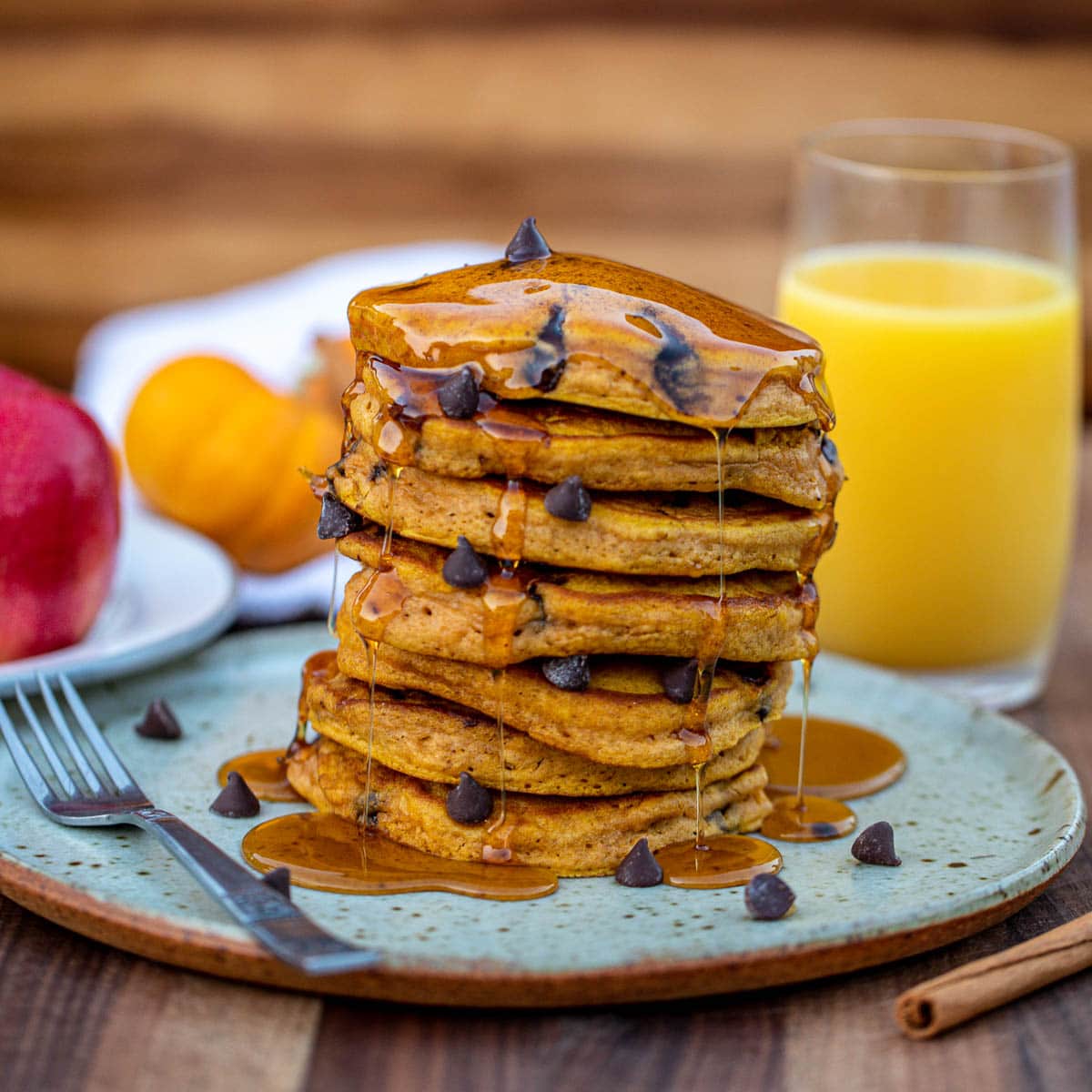 Pumpkin Chocolate Chip Pancakes | Precious Core