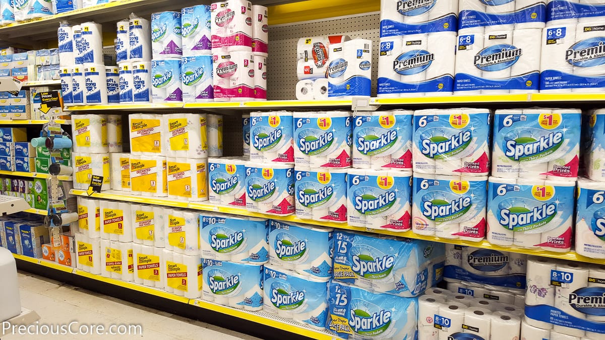 Paper Towel Isle at Dollar General