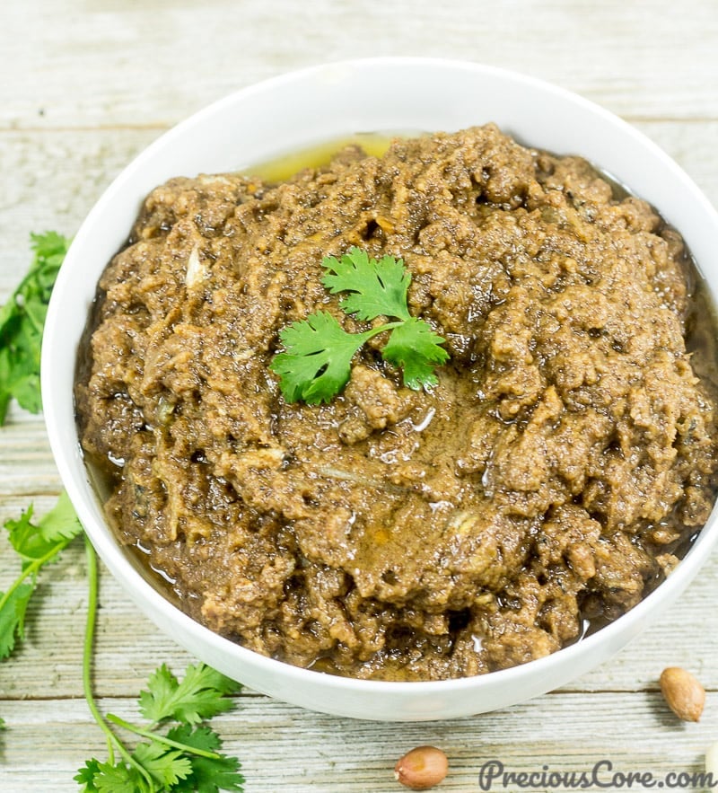 Bowl of groundnut paste, Cameroonian Mboh.