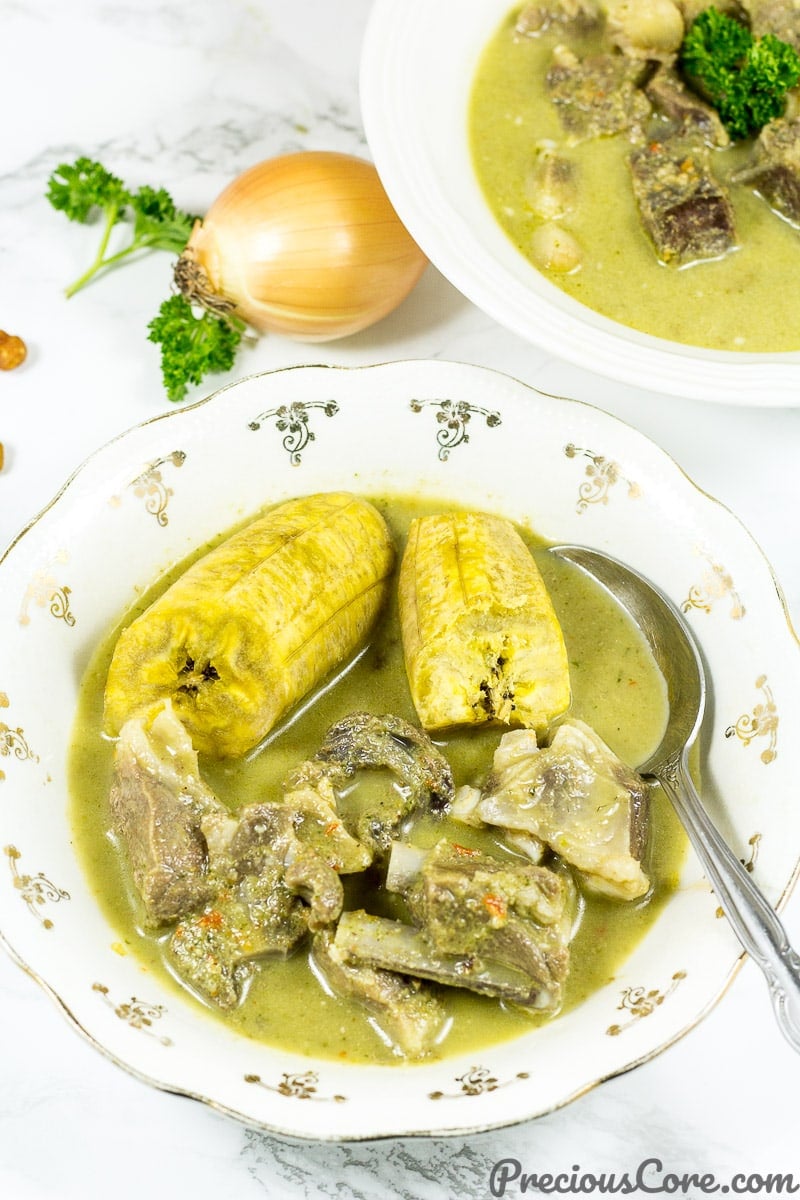 Goat Meat Pepper Soup and Plantain.