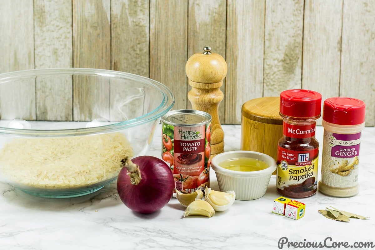 Ingredients for oven-baked rice