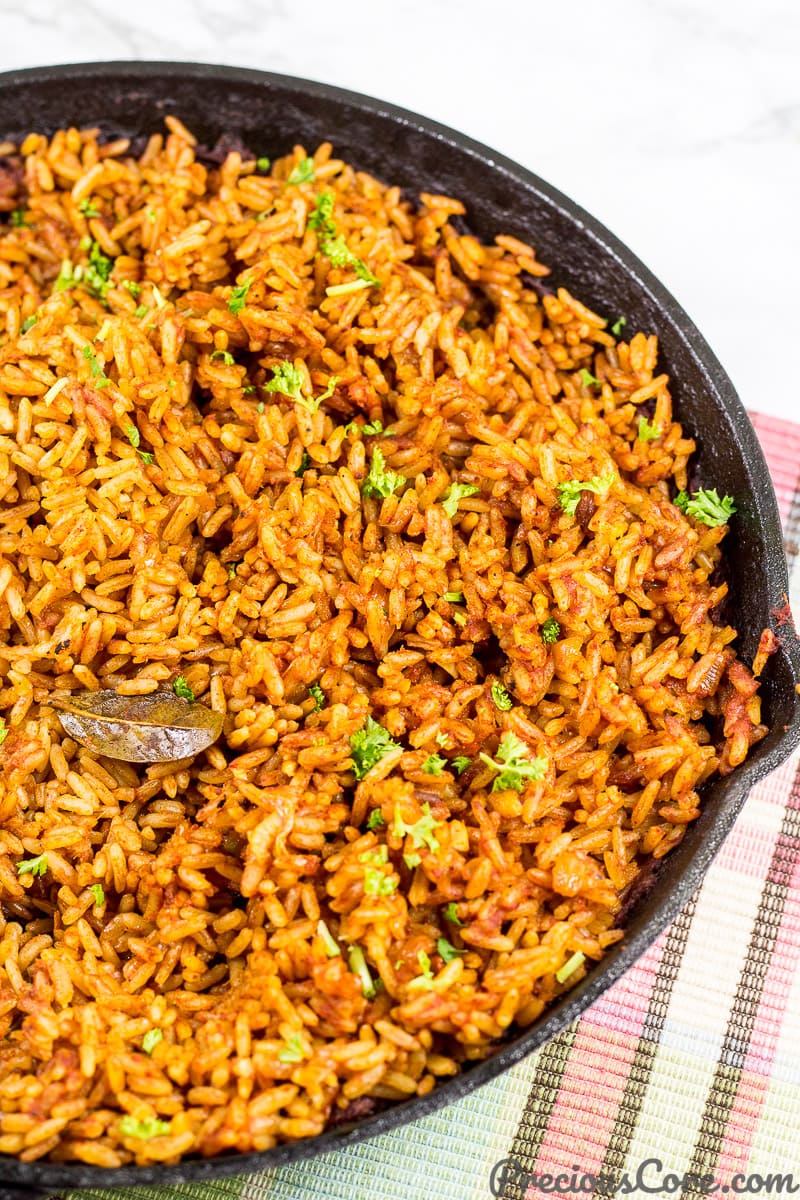 Easy Jollof Rice made in the oven.