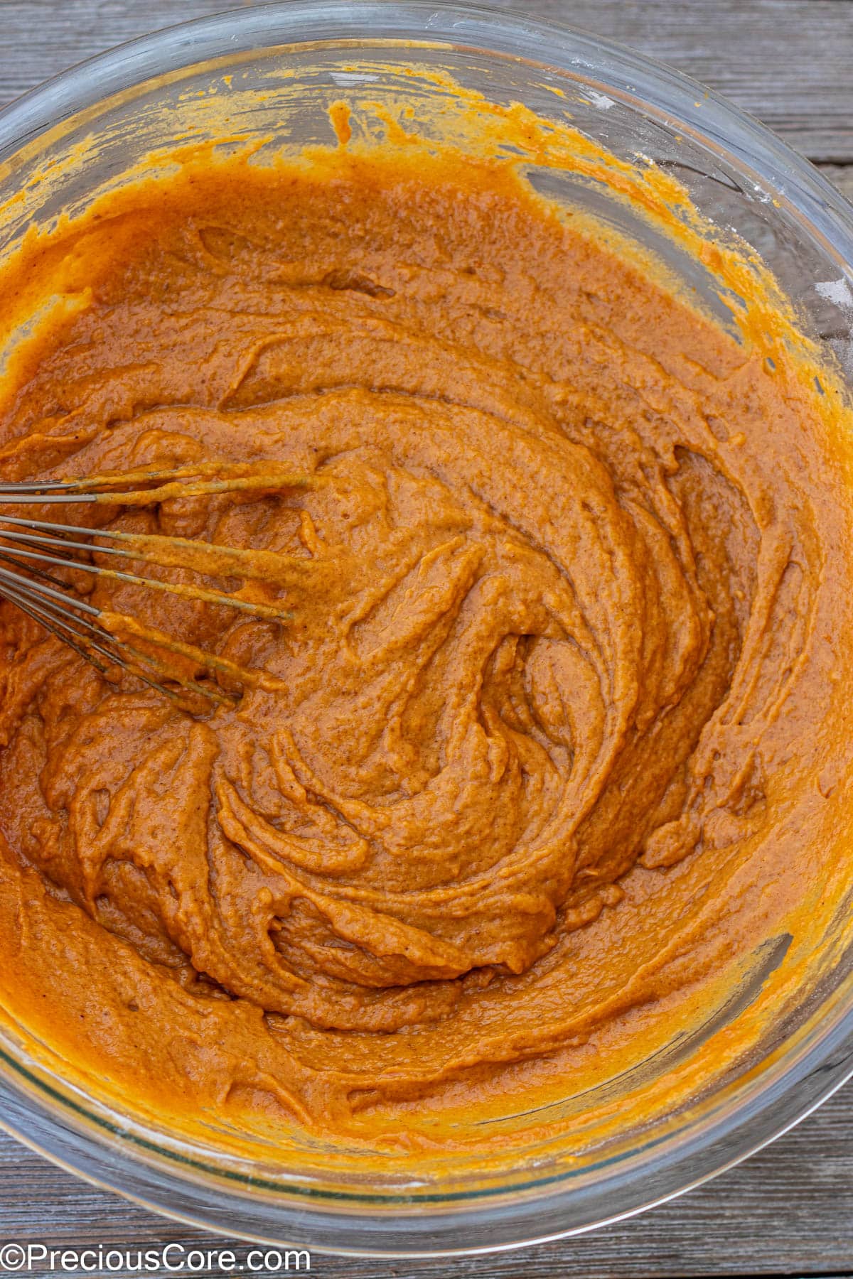 Pumpkin Cake batter in a bowl.