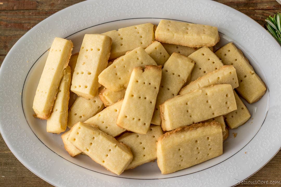 homemade shortbread cookies on a serving tray