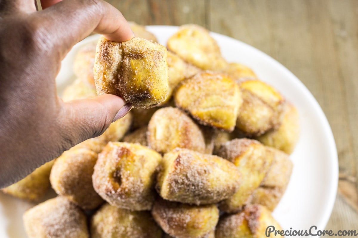 Enjoying Cinnamon Sugar Pretzel Bites