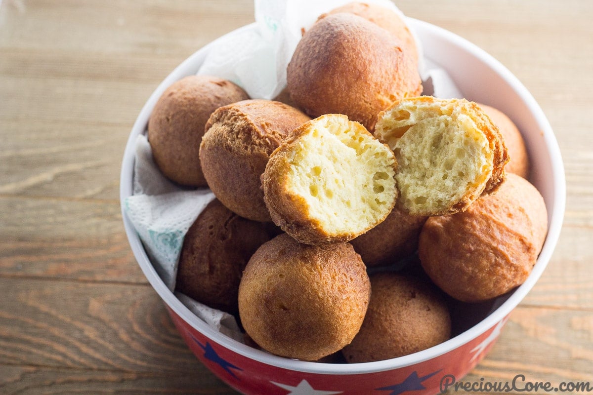 Beignets Souffles in a bowl.