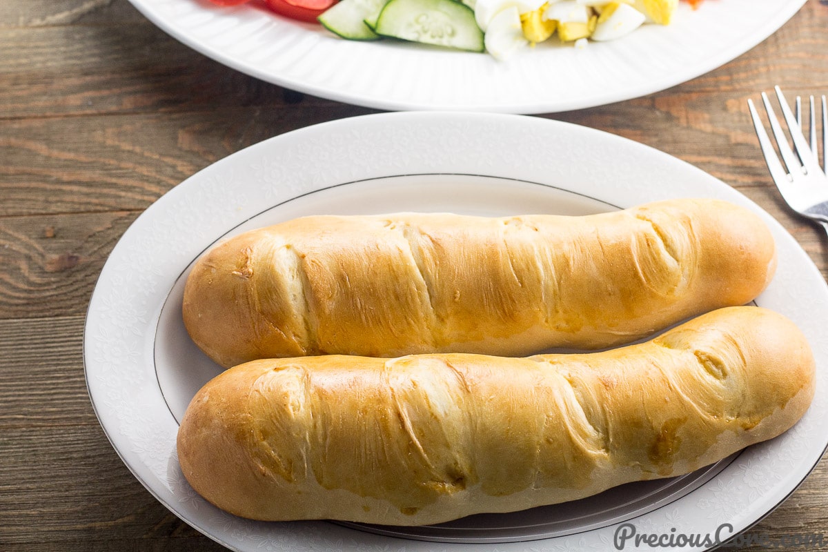 Homemade Milk Bread served with salad.