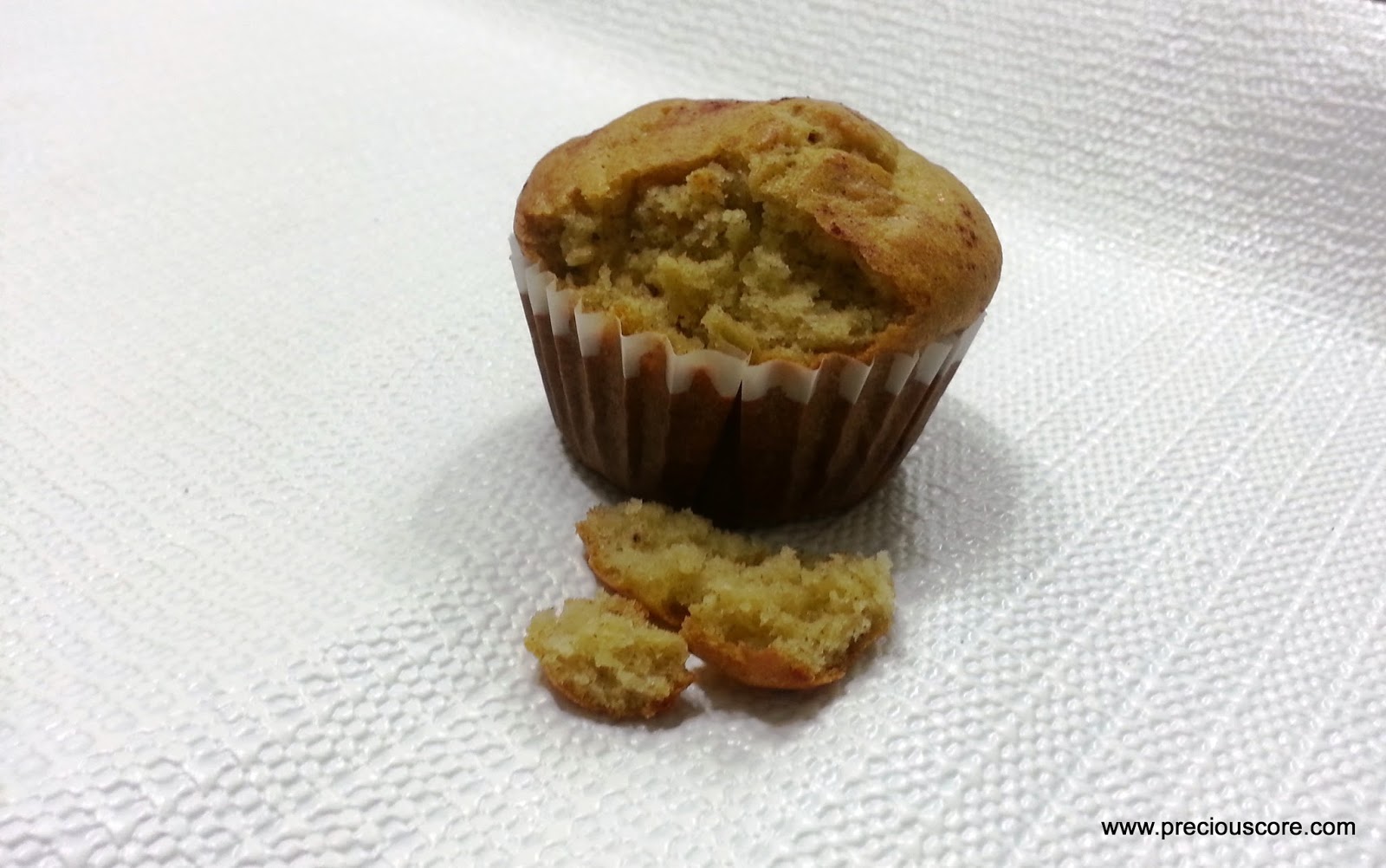 Cameroon banana cake, partially crumbled.