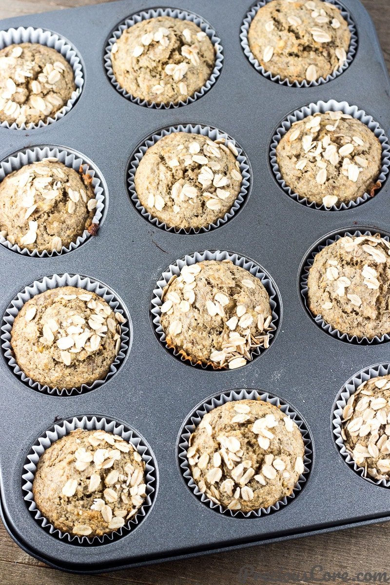 Healthy Banana Oat Muffins Batter one bowl