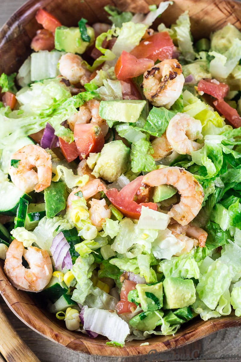 Delicious Shrimp Avocado Tomato Salad.