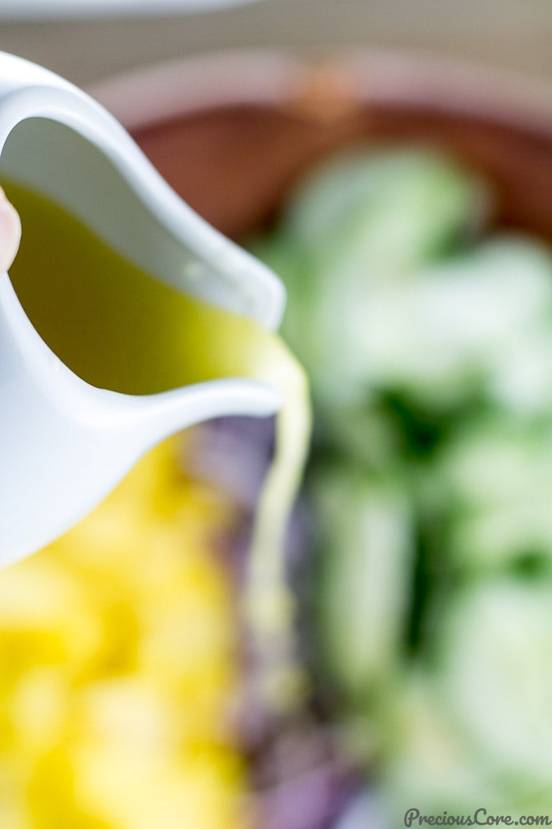Dressing for cucumber mango salad.