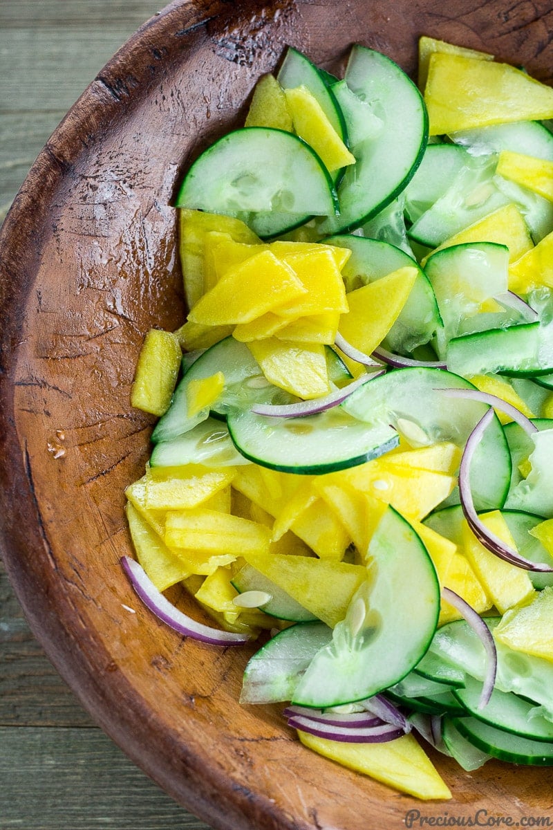Refreshing cucumber mango salad