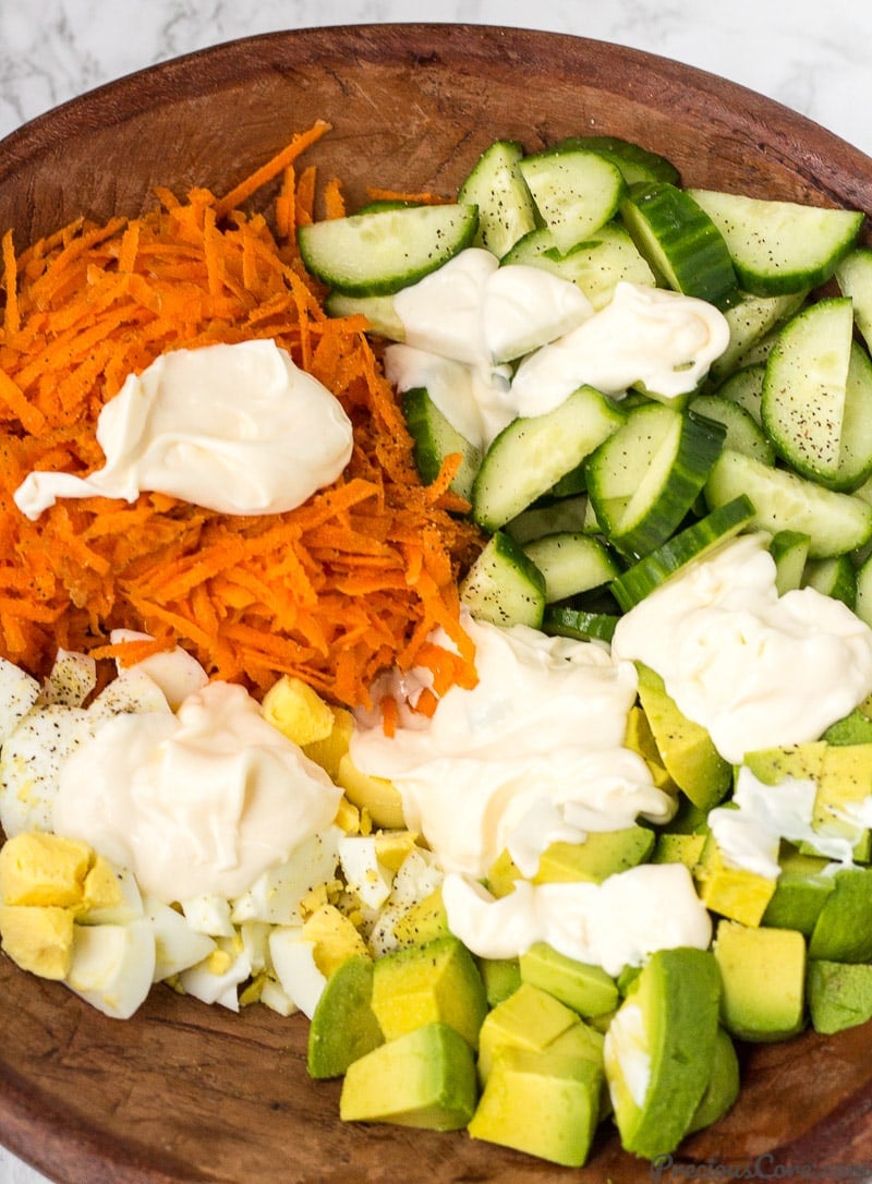 Seasoned veggies for Breakfast Salad.