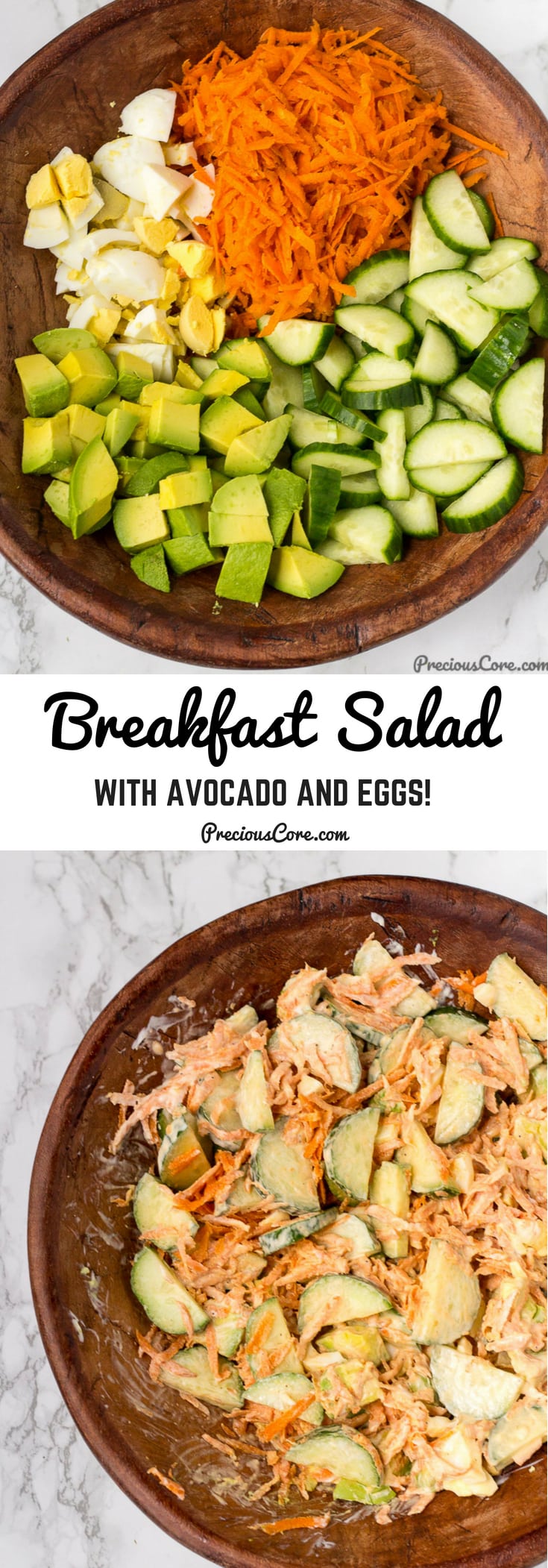 Collage with text \"Breakfast Salad with Avocado and Eggs!\"