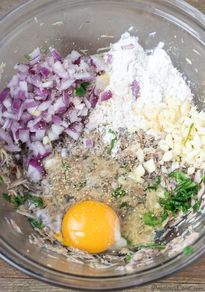 African Fish Balls ingredients in a bowl