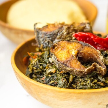 African stir fried vegetables with fufu