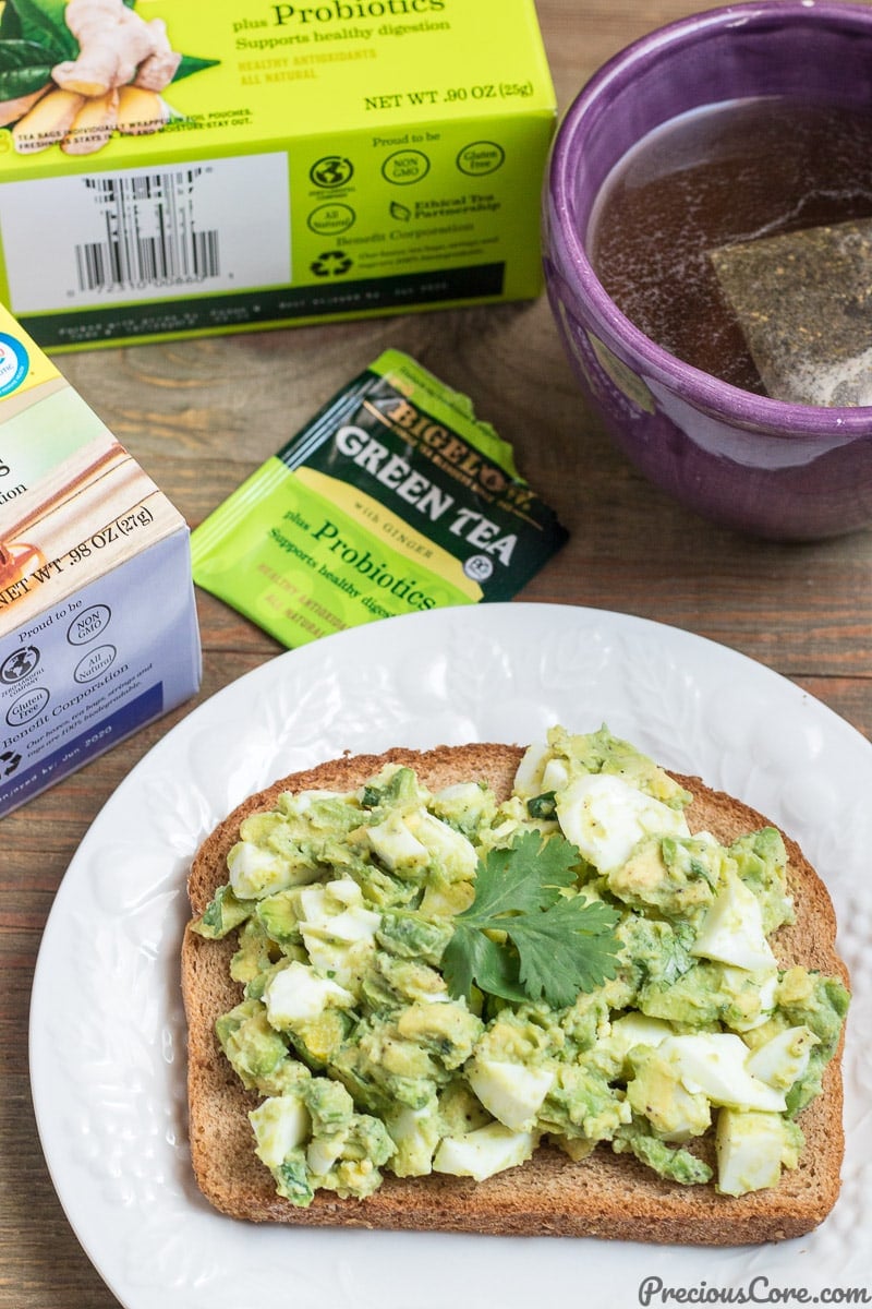 Avocado Egg Salad breakfast and tea