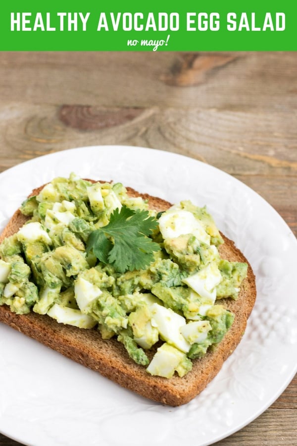 Mayo-free Avocado Egg Salad spread on toast.