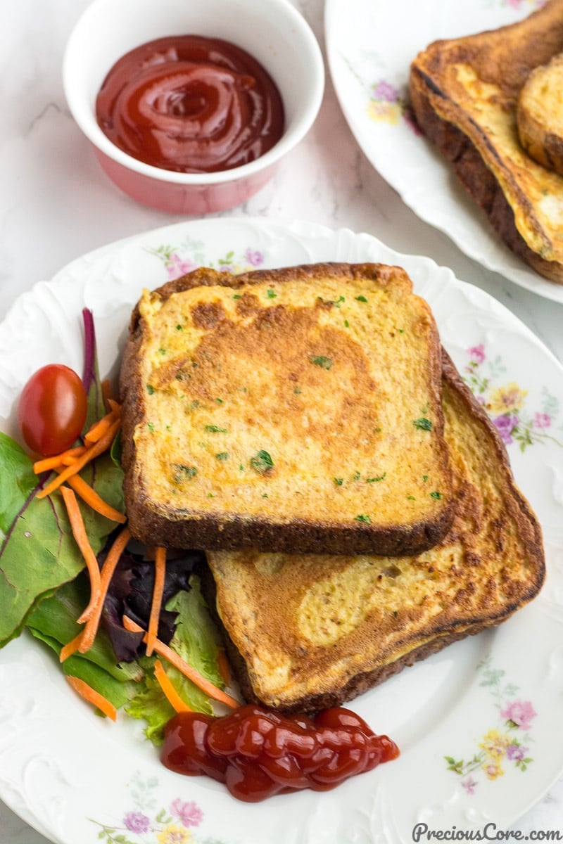 Savory French Toast served with Ketchup