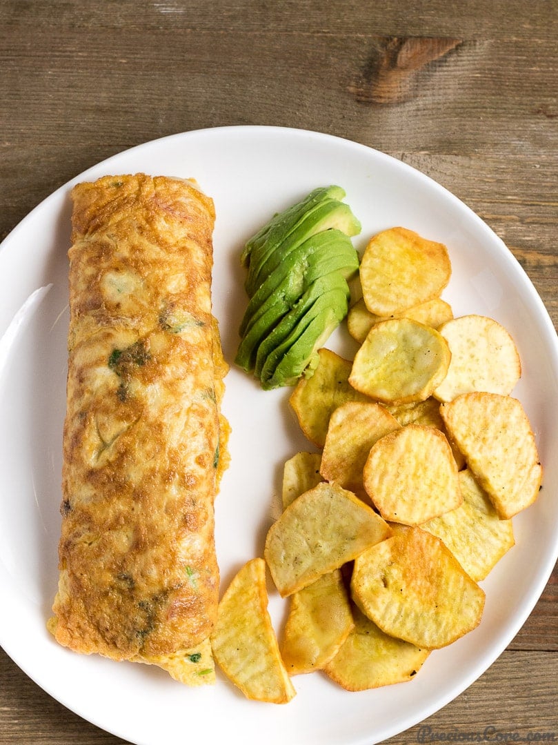 African omelette and fried sweet potatoes