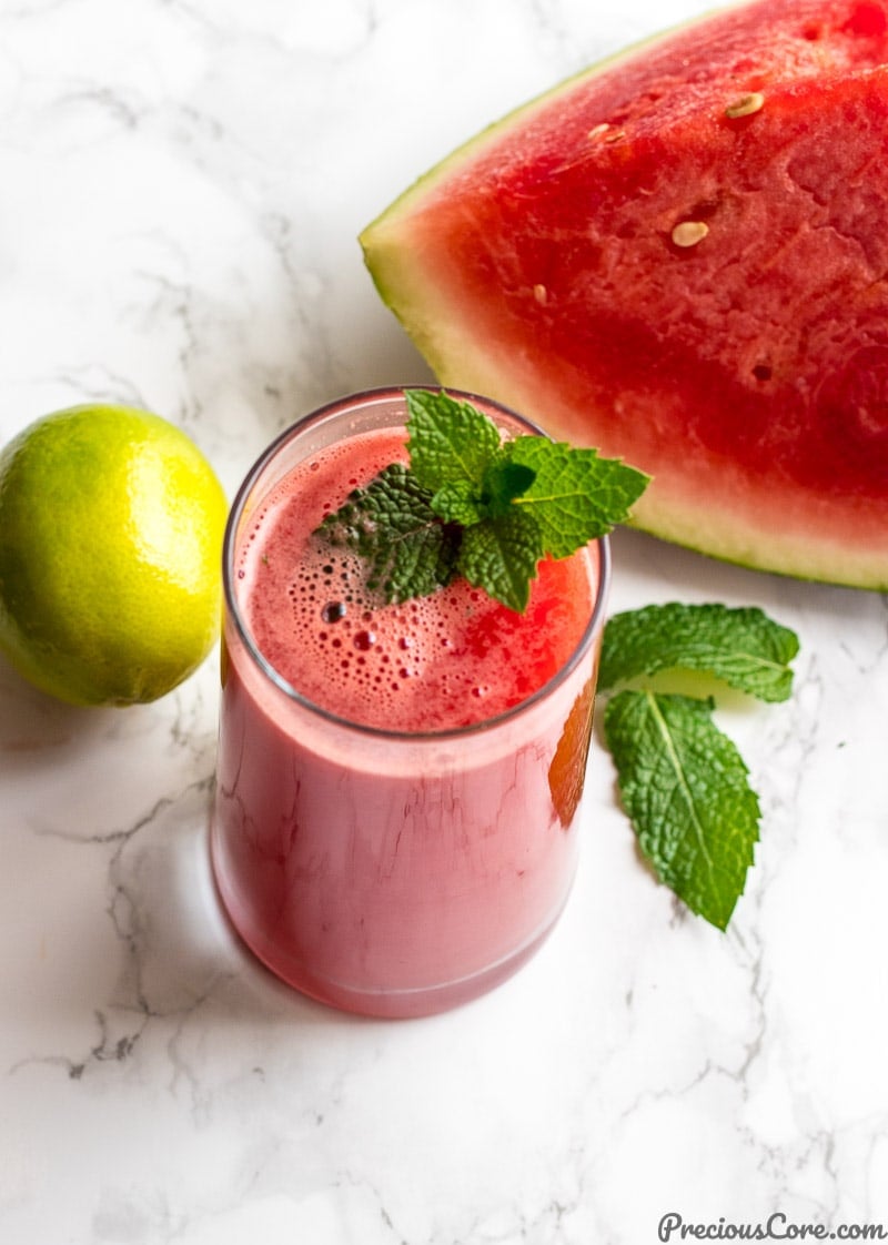 Homemade watermelon mint juice